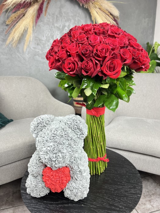 Růže Freedom 50cm + Rose Bear 40cm