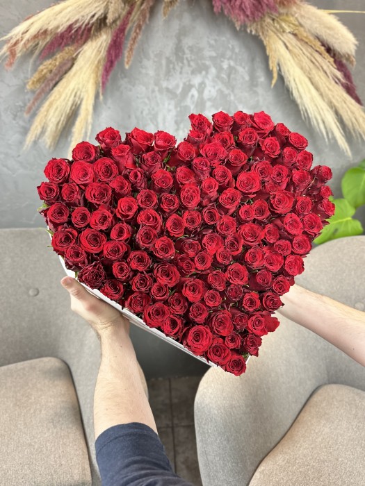 Box růží srdce 45x15cm